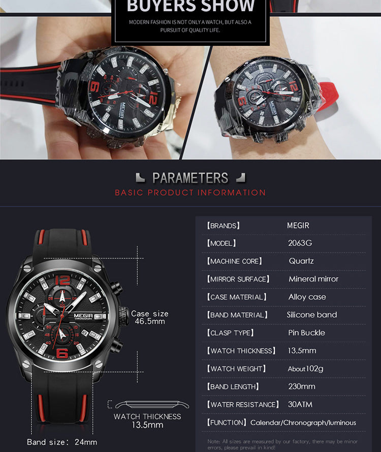 New Design MEGIR Chronograph Mens Watch