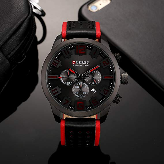 CURREN Leather Straps Wrist Watch For Men (Box)-8289