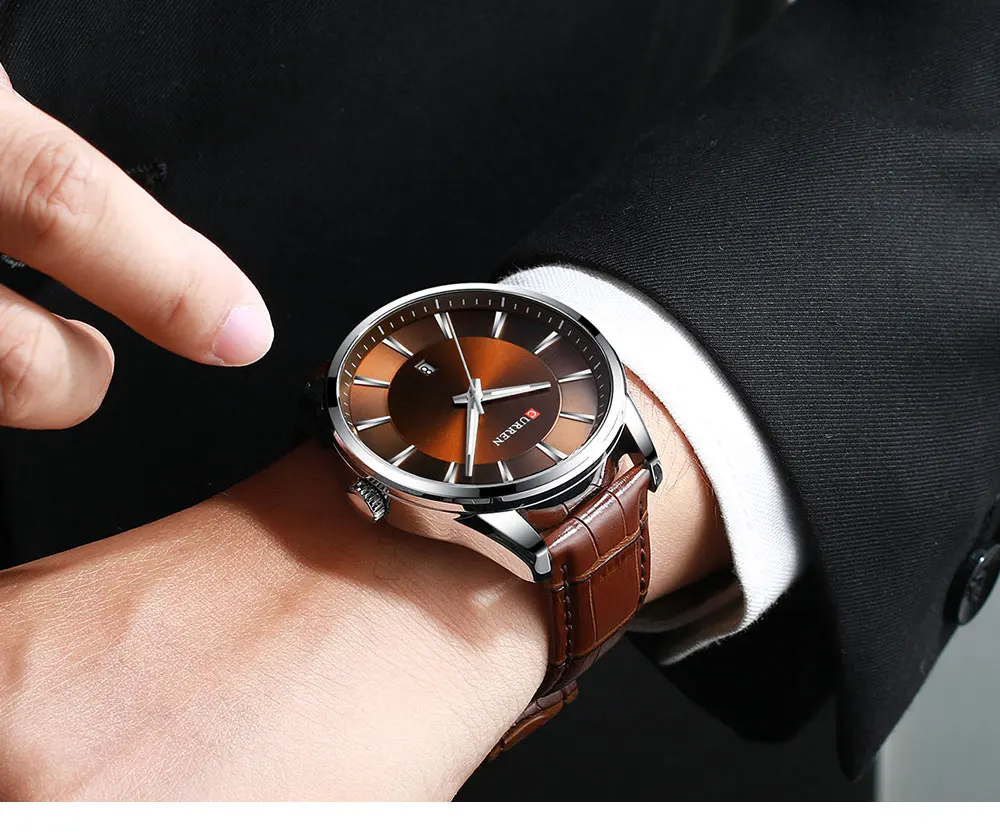 CURREN Original Brand Leather Straps Wrist Watch For Men With Brand (Box & Bag)-8365