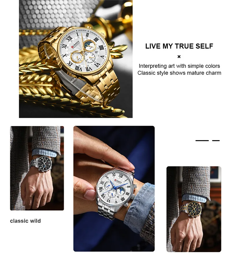 CURREN Original Brand Stainless Steel Band Wrist Watch For Men With Brand (Box & Bag)-8427