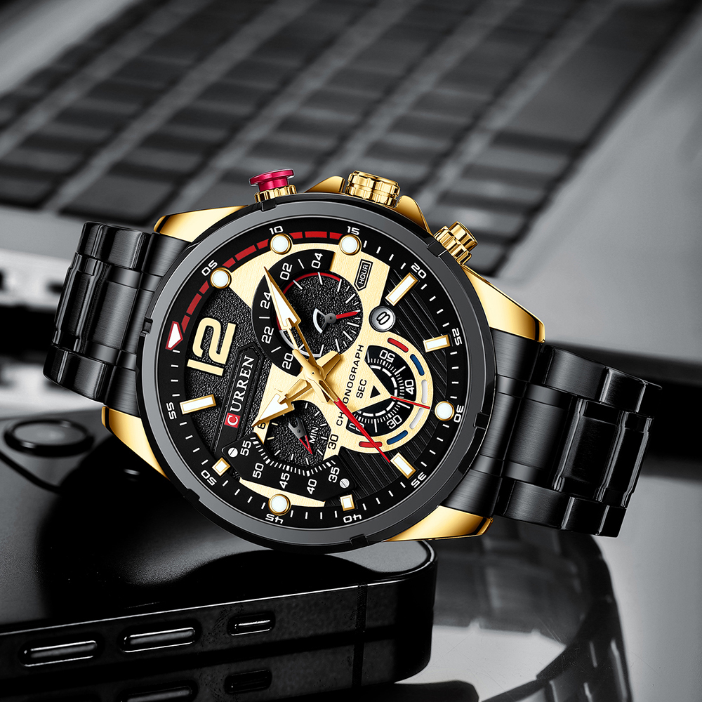 CURREN Original Brand Stainless Steel Band Wrist Watch For Men With Brand (Box & Bag)-8395
