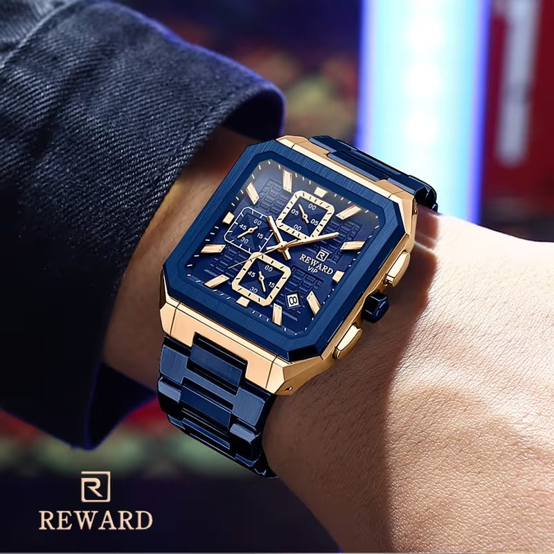reward blue chronograph watch