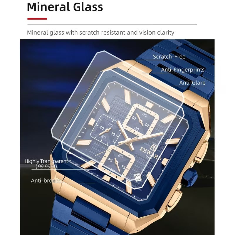 reward blue chronograph watch