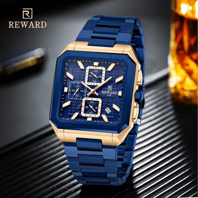 reward blue chronograph watch