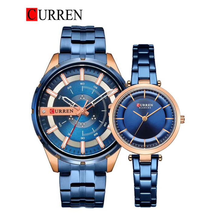 CURREN Original Brand Stainless Steel Band Wrist Watch For Couples With Brand (Box & Bag)